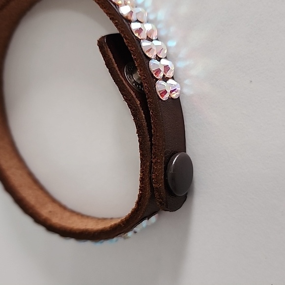rinestone and leather bracelet - Picture 3 of 3